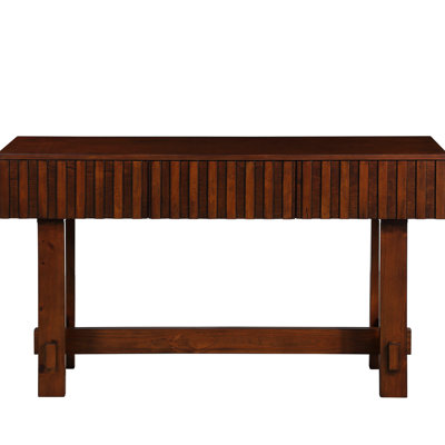 52 Inch Hallway Console Table With Mid Century Design And Storage. Solid Wood Legs, Fluted, Cherry Design. Fluted Drawers For Hallway, Living Room,