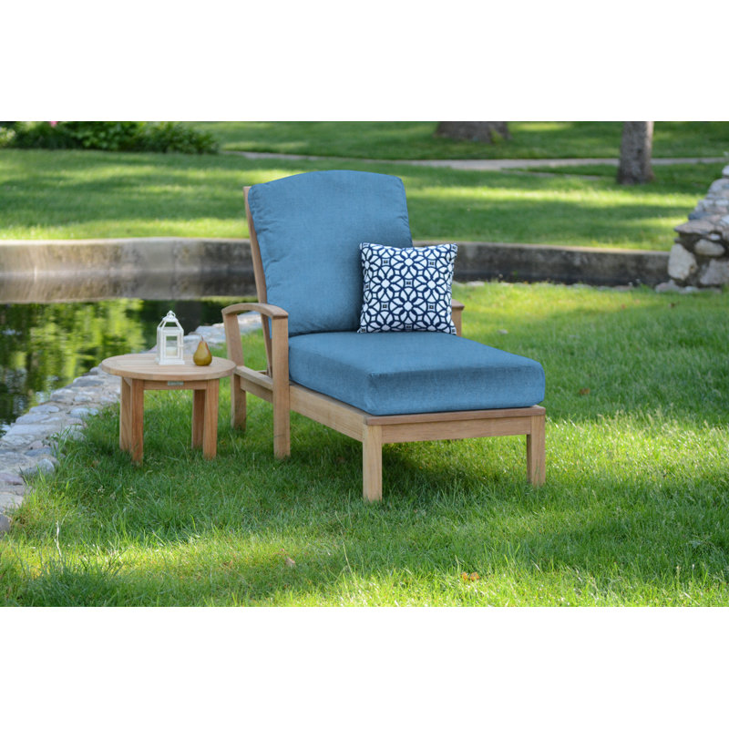 St. Lucia Outdoor Teak Chaise Lounge, Canvas Regatta Sunbrella® Canvas