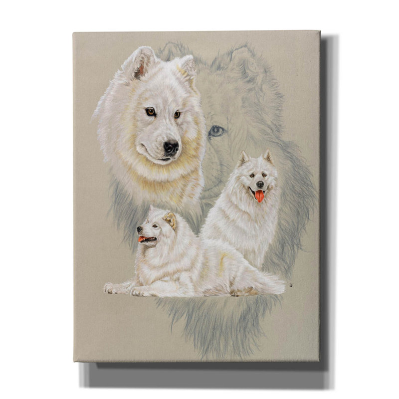«Samoyède sur toile» par Barbara Keith, H 16 po x l 12 po x P 0,75 po
