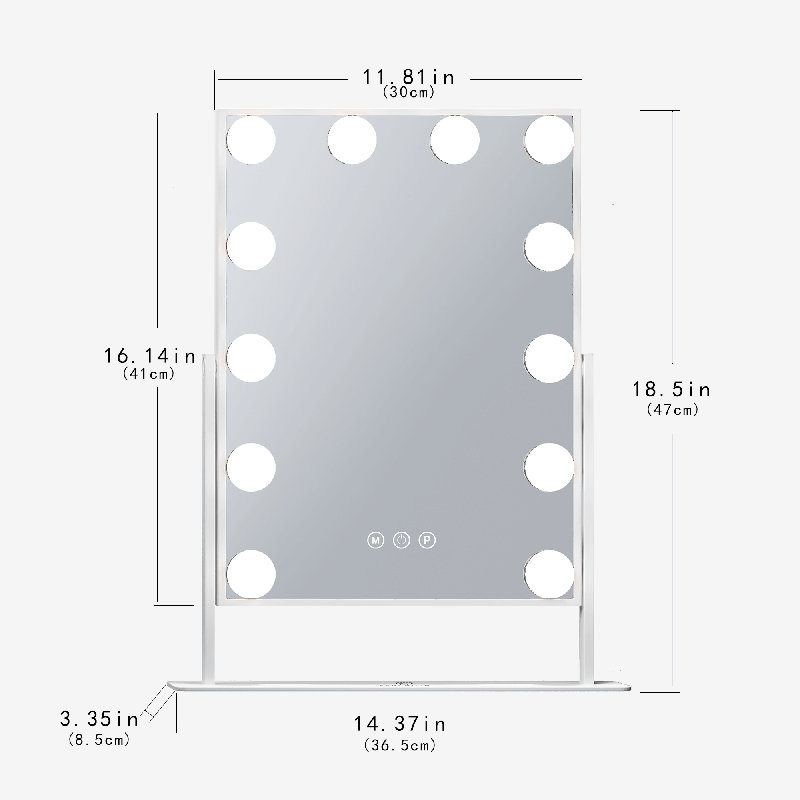 Rectangle LED Metal Mirror, White