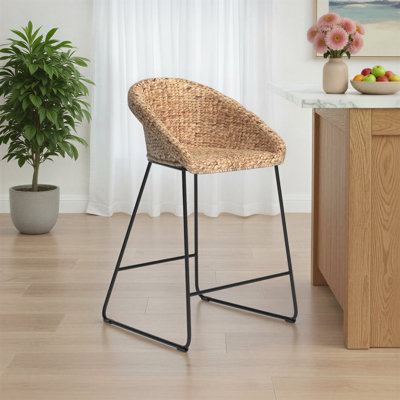 Kyle Wicker Counter Stool with Iron Frame