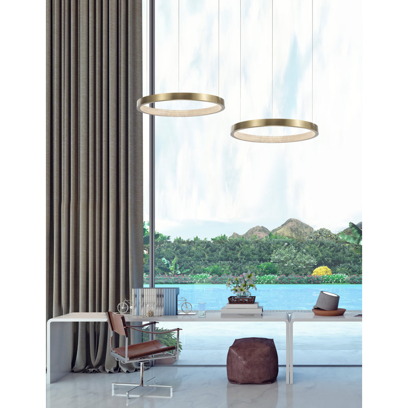 Vegas 1 - Light Antique Brass LED Pendant, 180cm H x 85cm W x 85cm D