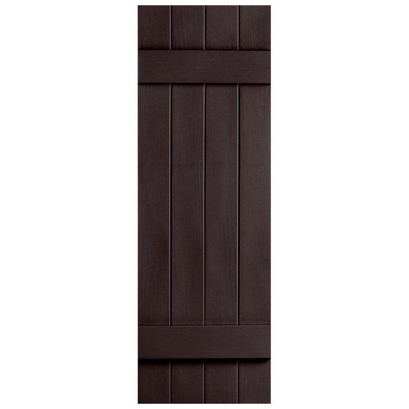 Paire de volets en vinyle fermés à quatre planches et lattes, Chocolat, 39 po