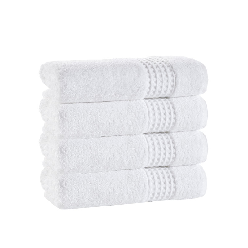 Ensemble de serviettes de bain en coton turc 4 pièces Selena, Blanc