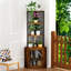 Tablette d'angle avec portes, armoire d'angle de 65 po avec tablettes et porte-verres à vin, étagère d'angle à 6 niveaux, support de rangement sur pied autoportant