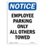 Employee Parking Only All Others Towed Sign
