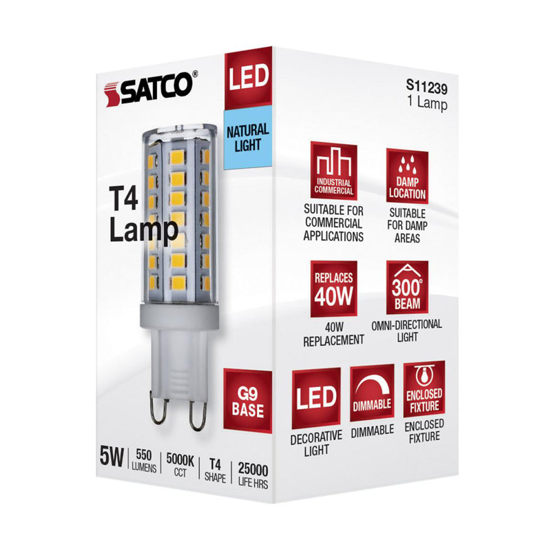 5 Watt Clear LED Bulb, 5000K