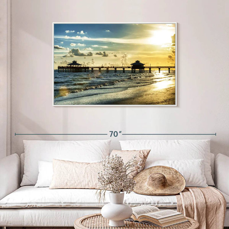 Fort Myers Pier, Cadre flottant blanc, 40 po x 27 po