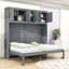 Lit escamotable en bois avec armoires supérieures, conception pliable peu encombrante-1086208198-1086208195