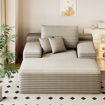 Chaise longue chameau d'intérieur de 69,67 po de largeur, canapé-lit profond 50,29 po, rembourré de fausse fourrure moelleuse, avec éponge haute densité, conception ergonomique pour le confort 69,67, 50,29,,