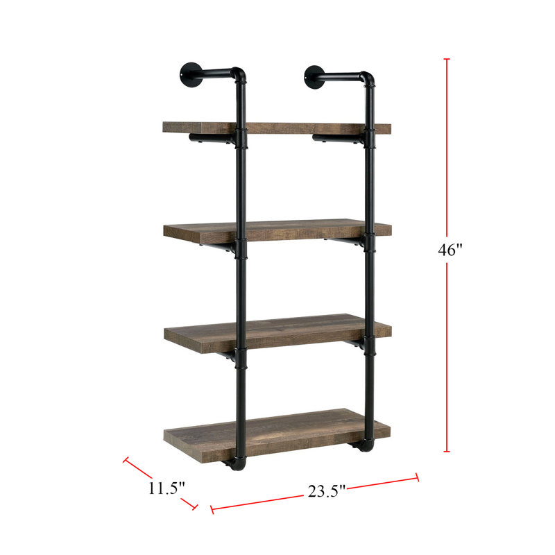 Bookcase, (4 Shelves) 46" H x 23.5" W x 11.5" D, Rustic Oak