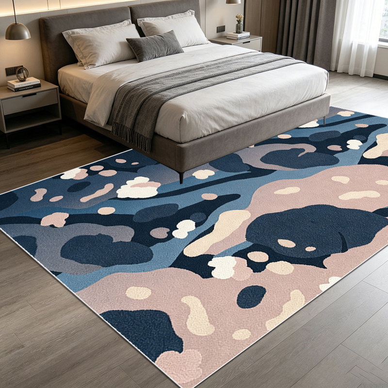 1PC Abstract Muted Navy Blush Irregular Spot Pattern area rugs for Living Room, Soft and Comfortable, Suitable for all seasons, easy-to-maintain, machine washable Indoor floor mat, Under Table Farmhouse suitable for dining room, bedroom, entryway,