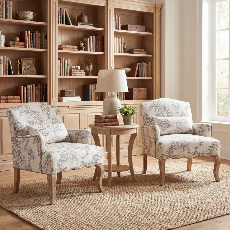 Ariew Tufted Armchair Upholstered Solid Wood Accent Chair for Living Room,Bedroom, Beige
