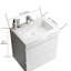 Lavabo intégré contemporain à surface solide en blanc brillant - Ajoute du luxe au drain et au robinet de salle de bain non fournis avec un look moderne et inclus-613089578