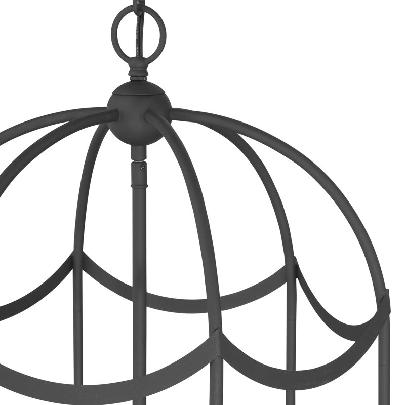 Luminaire suspendu cage en métal 4 lumières, Noir mat