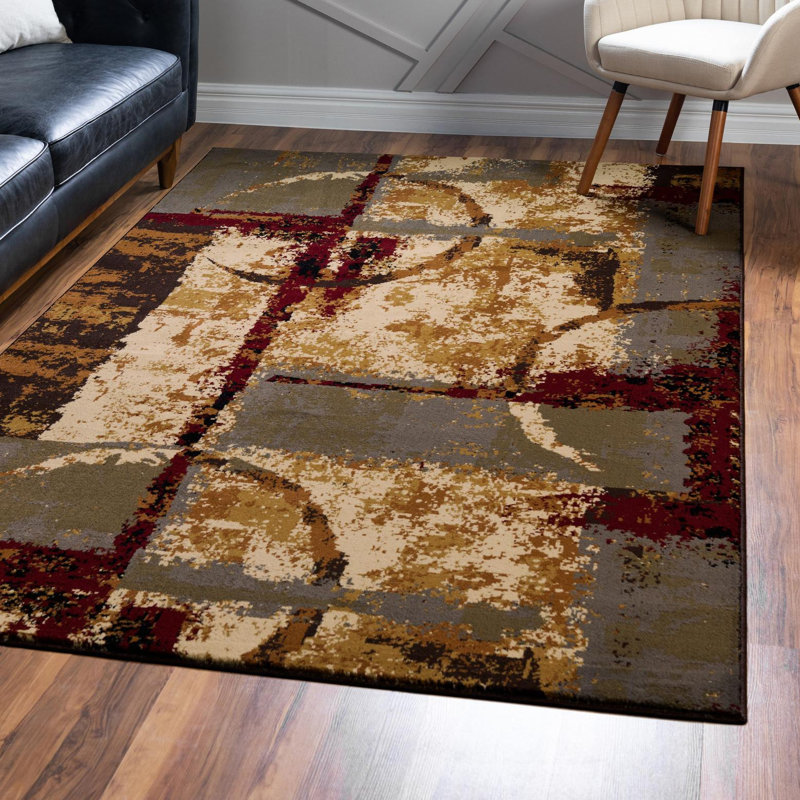 Tapis crème / brun foncé / beige Adetomiwa, Rectangulaire 5 pi 3 po x 7 pi 1 po