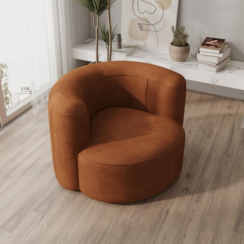 Fauteuil d'appoint à dossier courbé en velours, Brown, 1 Pack