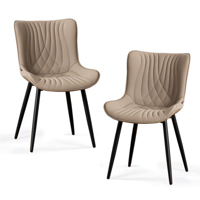 Jimma Faux Leather Upholstered Wingback Dining Chair with Iron Legs