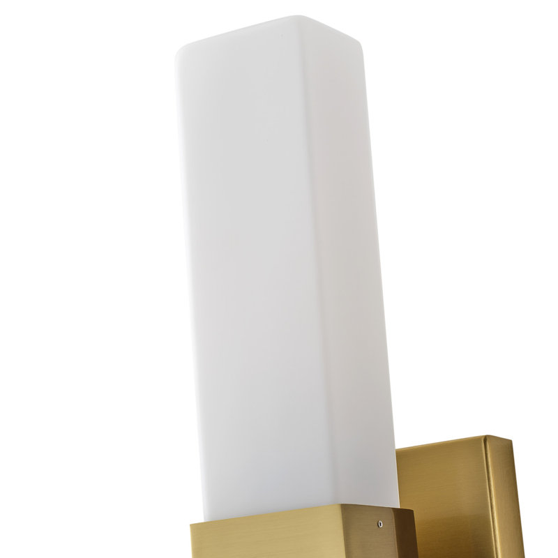 18.5" Modern 2-Light Wall Sconce, Polished Brass with White Glass Shade, Dimmable, ETL Listed