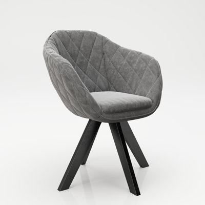 114.3cm H Tufted Polyester Blend Upholstered Metal Armchair