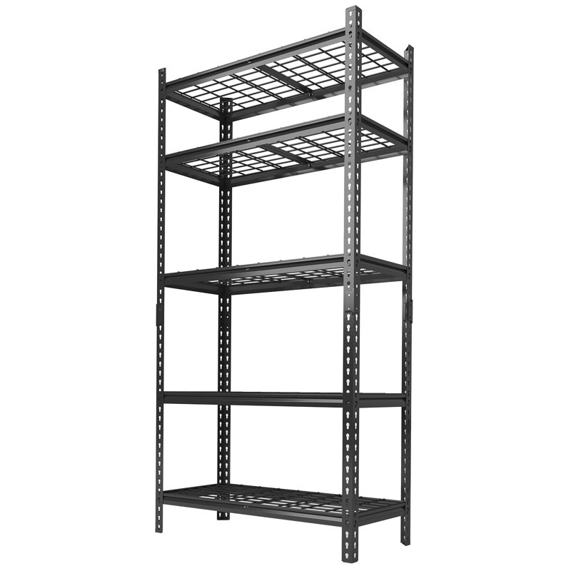 Rangement de garage robuste, étagère en métal, système d'organisation réglable à 5 niveaux, tablettes de garde-manger robustes, unité de rangement d'entrepôt de grande capacité, noir