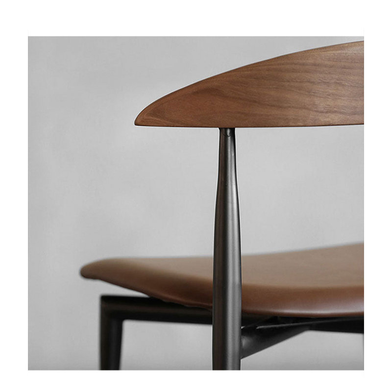Chaise en corne rétro, chaise de salle à manger en bois massif à dossier minimaliste