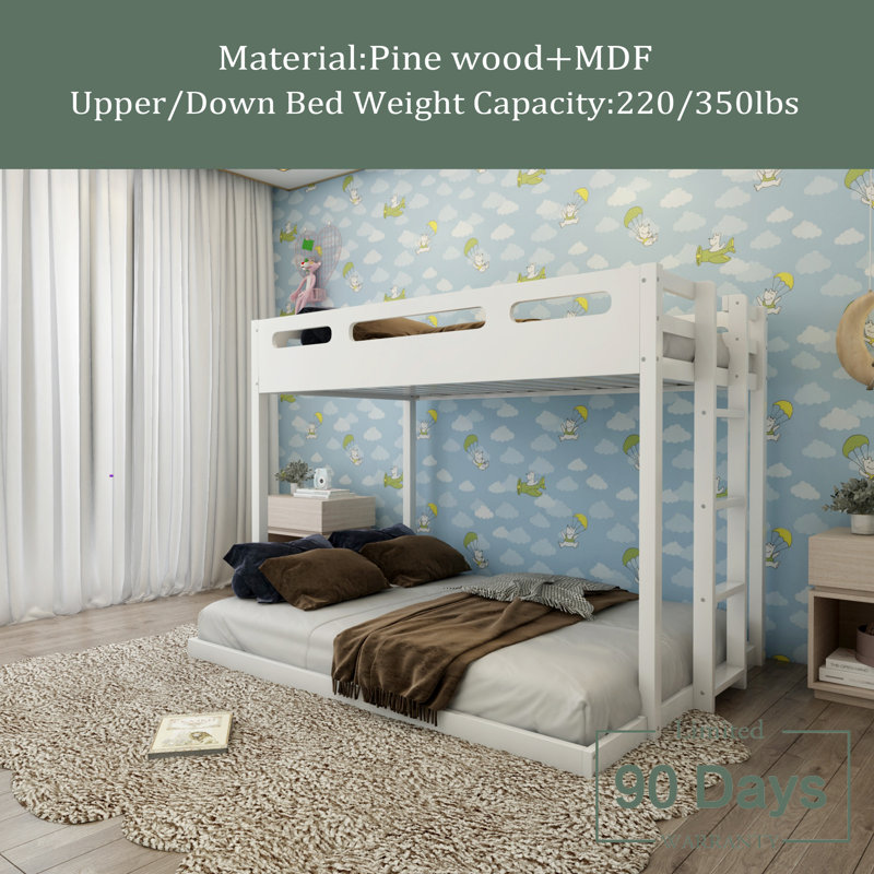 Lit superposé simple au dessus d'un lit double Imanie Kids, Blanc