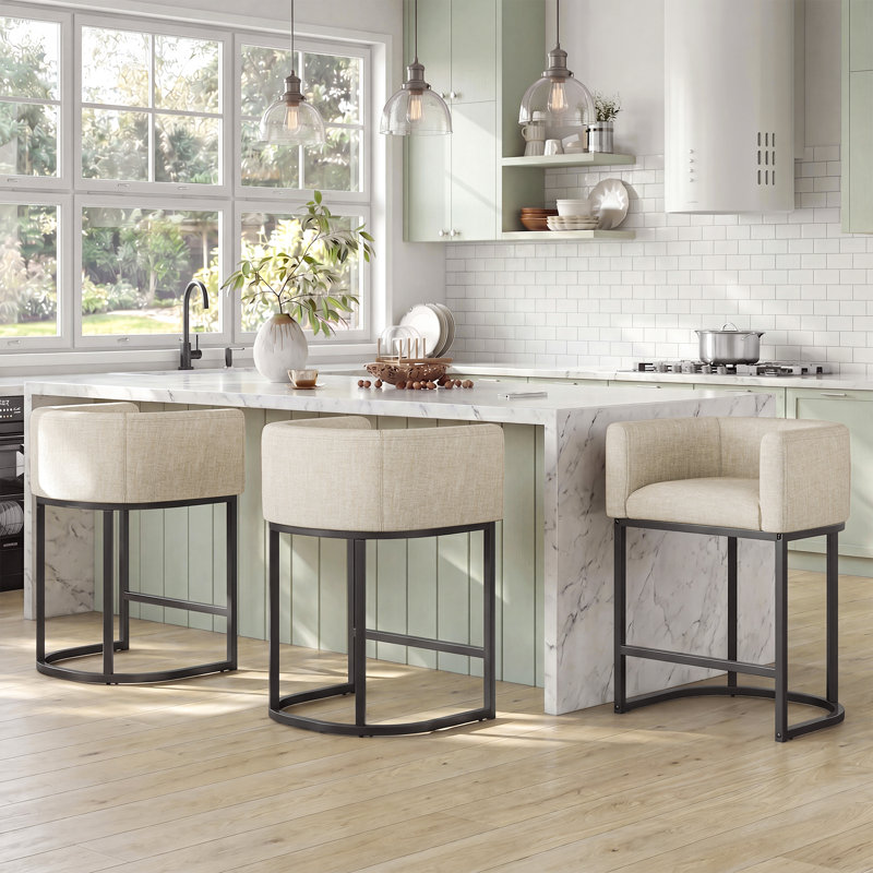Tabouret de comptoir 26 po Velora, 2, Beige Linen