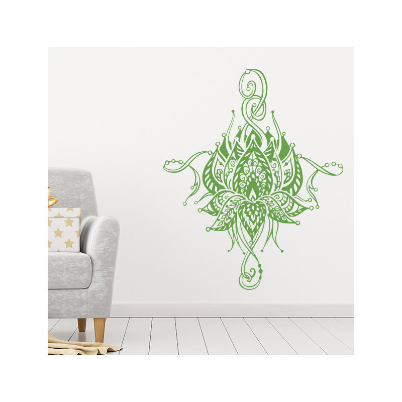Décalcomanie murale fleur lotus Buller, Vert citronnier