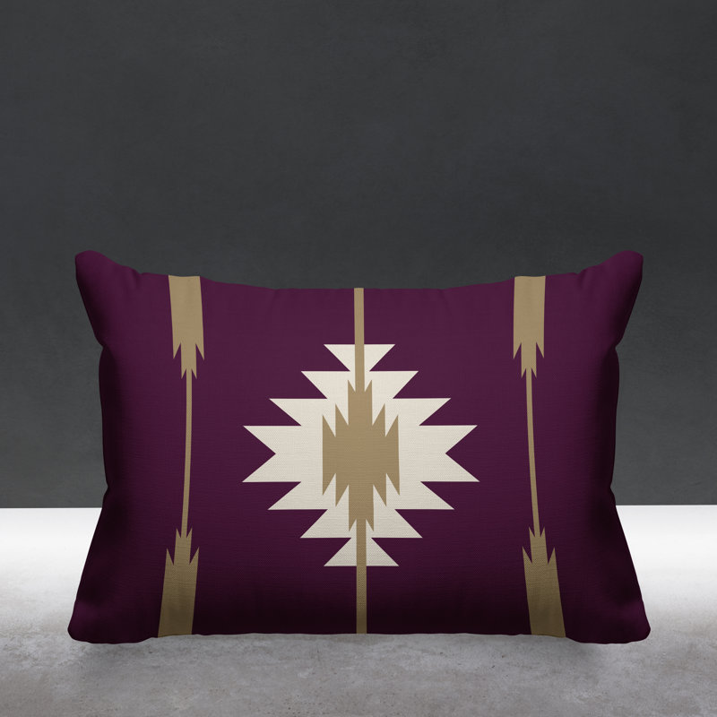 Coussin décoratif intérieur / extérieur Jolon Southwestern, 14 po x 20 po, Mauve, Rectangulaire