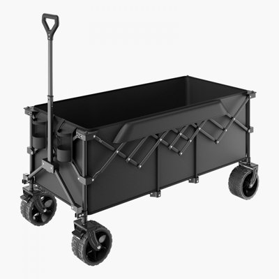 Extended Folding Wagon Carts 300L&450LB Heavy Duty Collapsible Long Garden Cart