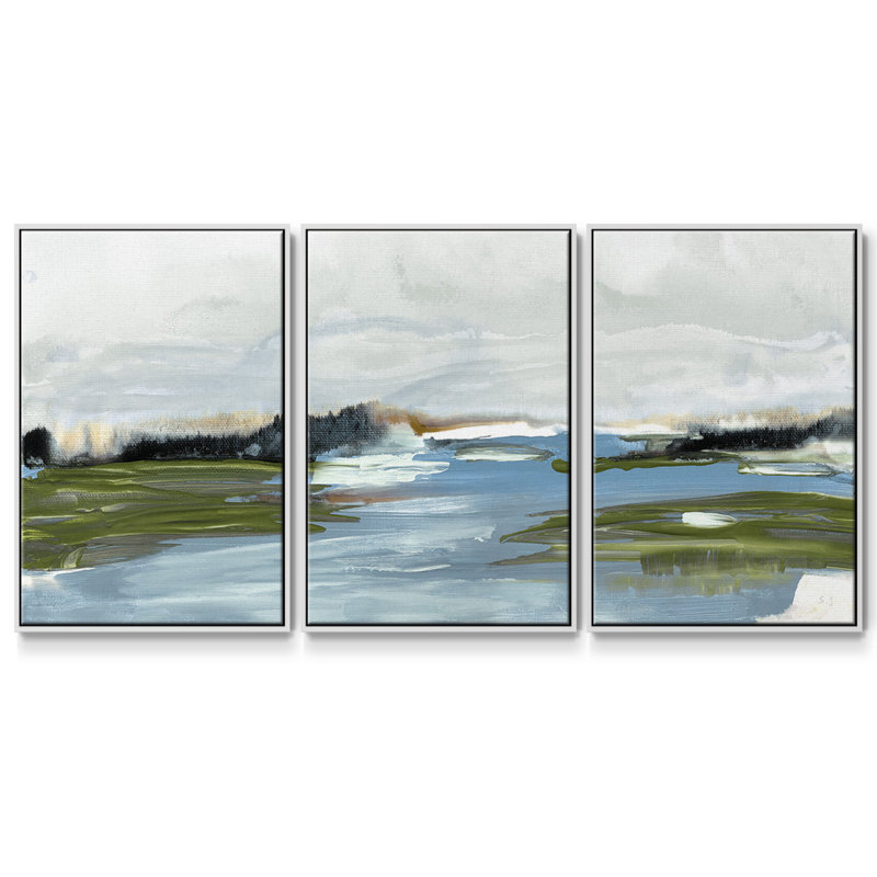 Kattskill Bay - Toile encadrée multi-pièces, H 36 po x l 75 po x P 2 po, Blanc