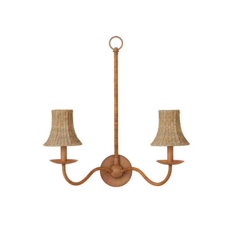Bell Whitewashed Chandelier Shade, Natural