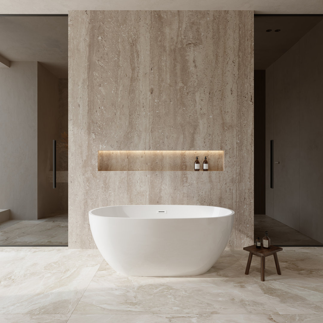 Juno 59'' x 32'' Freestanding Soaking Acrylic Bathtub Wyndham Collection 