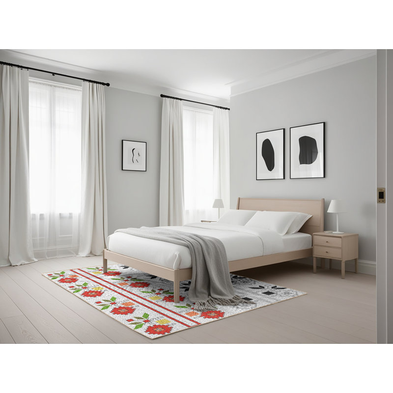 Tapis de zone rouge/noir à motifs, Rectangle 5 pi x 7 pi