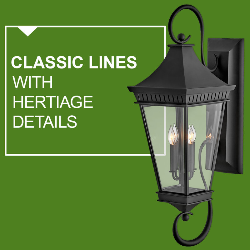 Chapel Hill 4-Light Outdoor Aluminum Wall Mount Lantern w/ Scrollwork