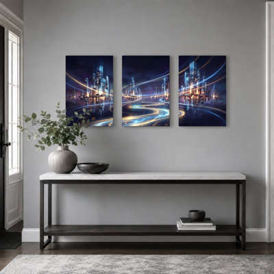 Ensemble de 3 toiles futuristes néon