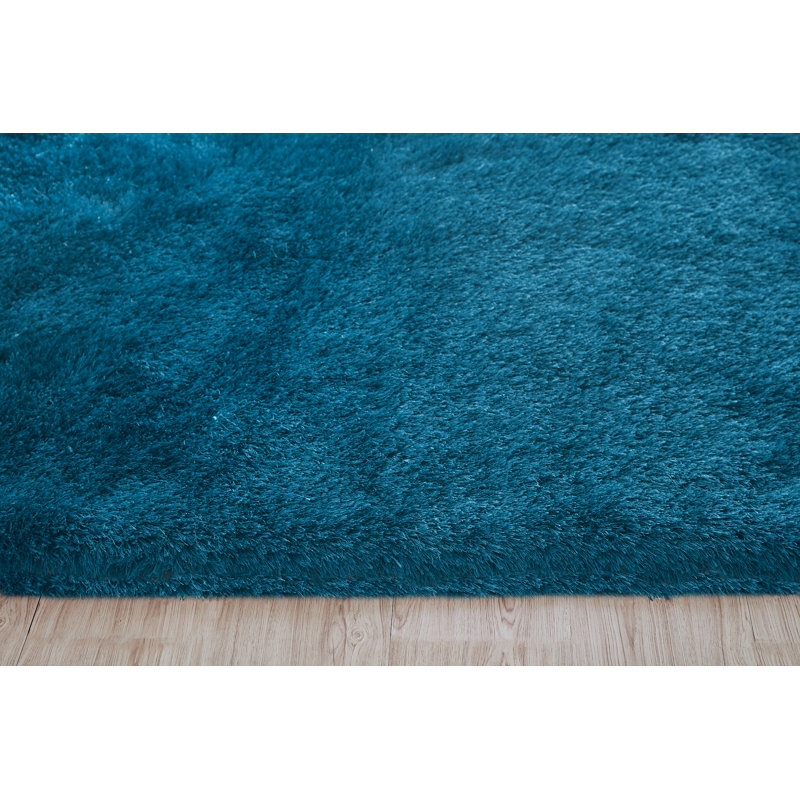 Tapis indigo touffeté à la main Cuyahoga, Rectangle 8 pi x 10 pi
