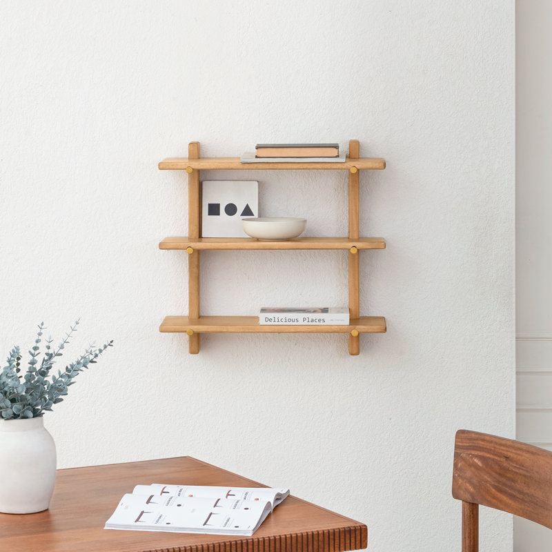 Francis Solid Wood Wall Mounted Shelves, Blonde Natural
