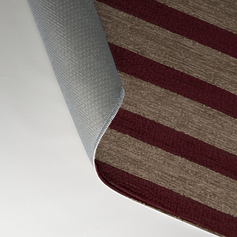 Tapis intérieur / extérieur rouge HorizontalStripes, Rectangle 5 pi x 7 pi