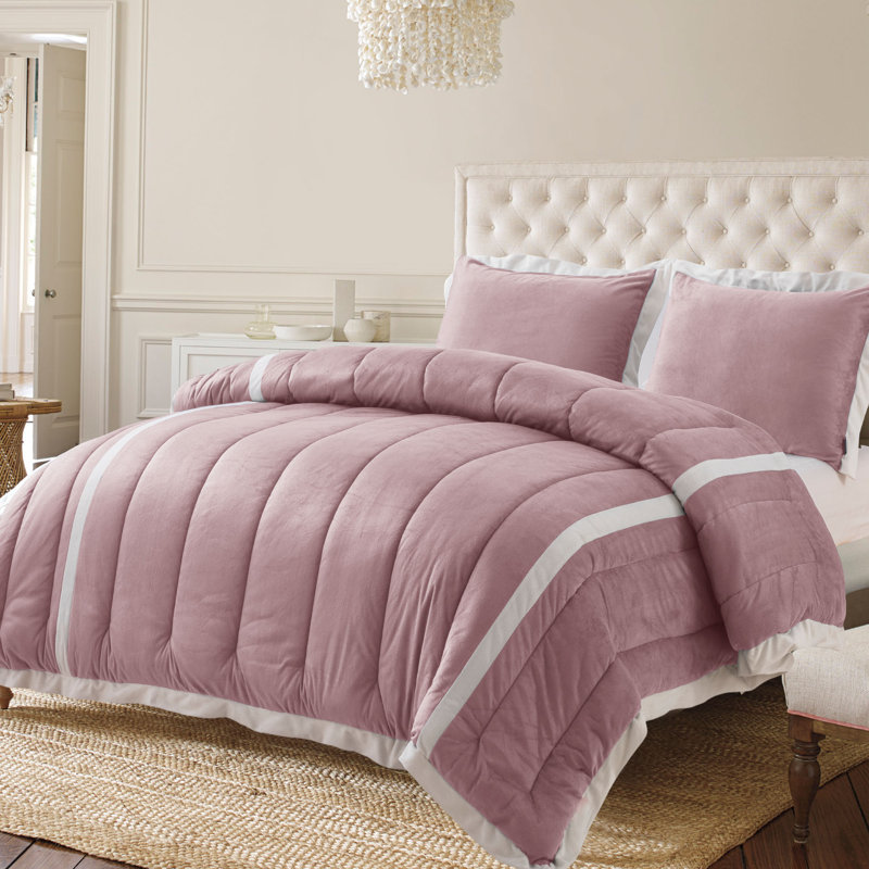 Polyester Channel Comforter, King Comforter, Pink