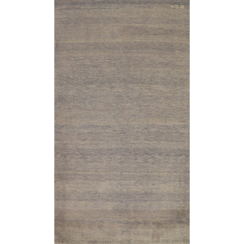 Tapis oriental gris et beige à rayures Gabbeh 3 x 6