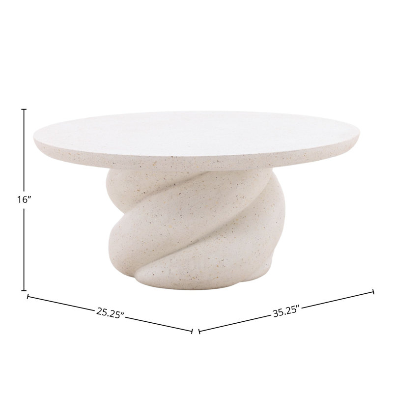 Nidia Lightweight Concrete Terrazzo Outdoor Coffee Table, Ivory