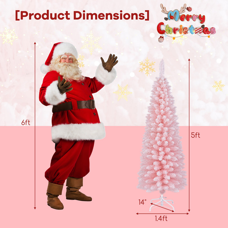 Arbre de Noël artificiel rose 5 pi avec support 328 branches en métal The Holiday Aisle®