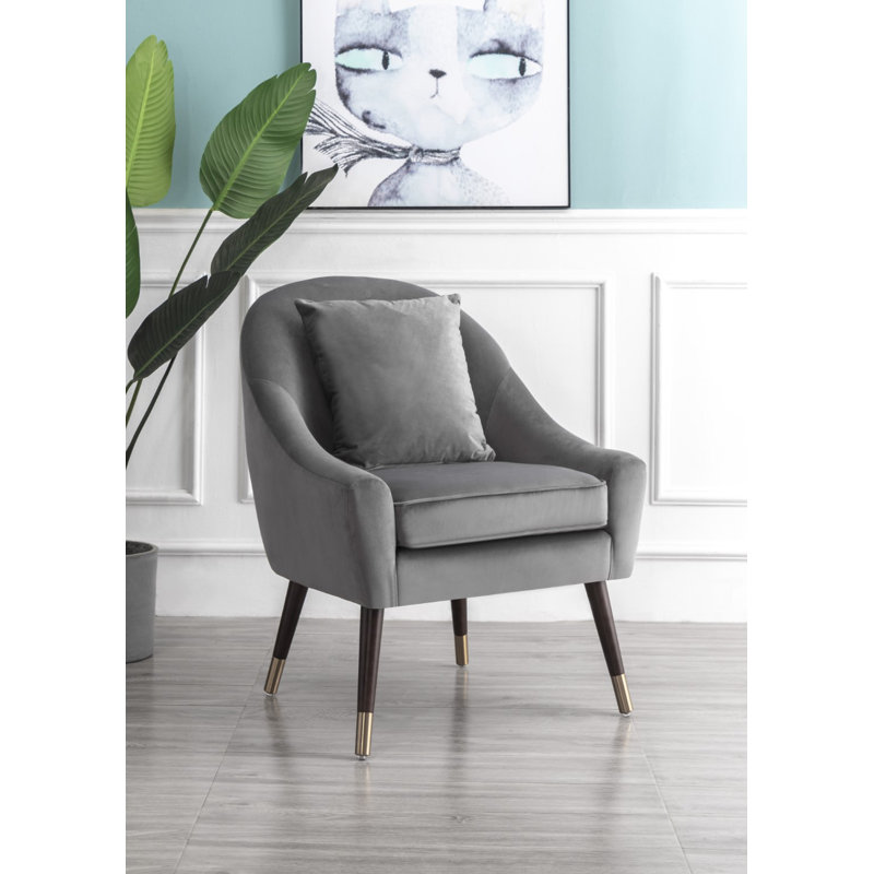 Giddings Velvet Barrel Chair, Grey