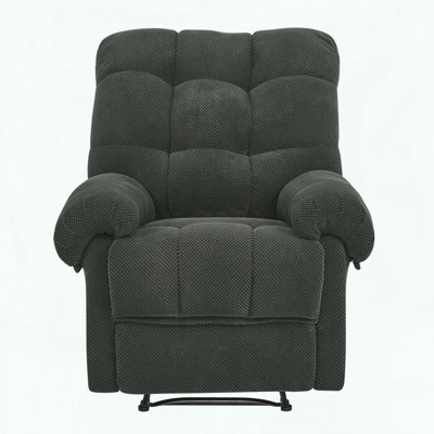 Overstuffed Manual Recliner – Dark Gray