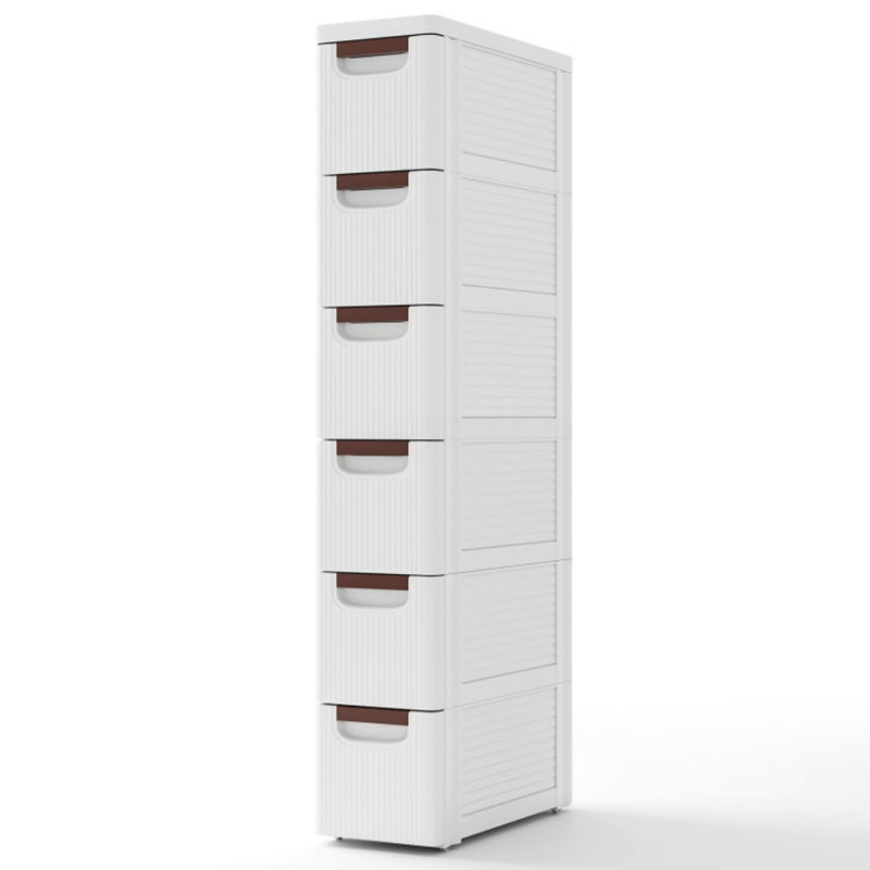 6-Drawer Rolling Organizer Unit Narrow Storage Cabinet with Built-In Wheels for Small Space