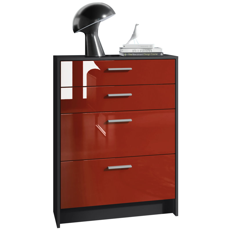 Mclawhorn 4 Drawer 76Cm W Chest Of Drawers, Black/Bordeaux