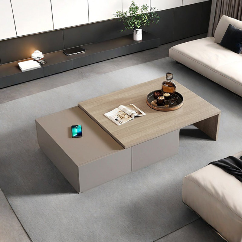 Table basse rectangulaire simple rétractable, Jaune / Kaki, H 9,8 po x L 47,2 po x l 27,6 po