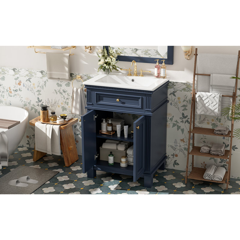 Armoire de salle de bain Vintage Elegance avec portes à fermeture douce et tablette réglable